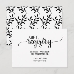 Simple Black Calligraphy Gift Registry Enclosure Card