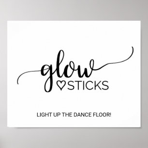 Simple Black Calligraphy Glow Sticks Sign