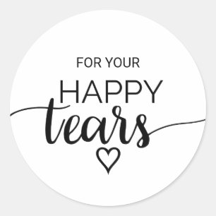 Simple Black Calligraphy Happy Tears Tissue Classic Round Sticker