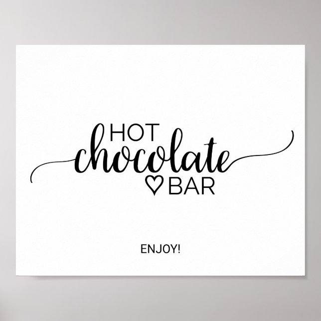Simple Black Calligraphy Hot Chocolate Bar Sign (Front)