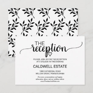 Simple Black Calligraphy Reception Insert Invitation