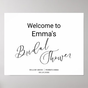 Simple Black Calligraphy Shower Sign