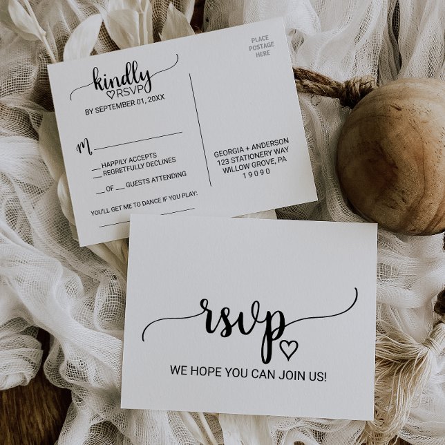 Simple Black Calligraphy Song Request RSVP Invitation Postcard (Creator Uploaded)