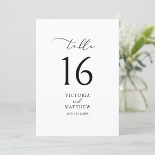 Simple Black Calligraphy Table Number Card
