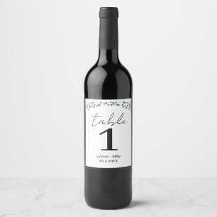 Simple Black Calligraphy Table Numbers Wedding  Wi Wine Label
