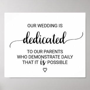 Simple Black Calligraphy Wedding Dedication Sign