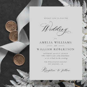 simple black calligraphy wedding invitation