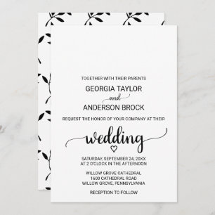 Simple Black Calligraphy Wedding Invitation