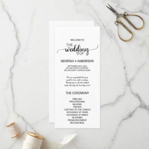 Simple Black Calligraphy Wedding Program