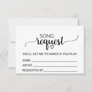 Simple Black Calligraphy Wedding Song Request