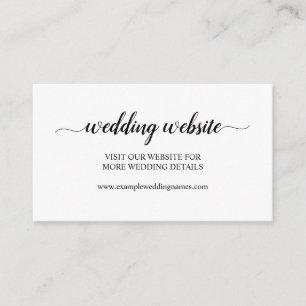 Simple Black Calligraphy Wedding Website Card