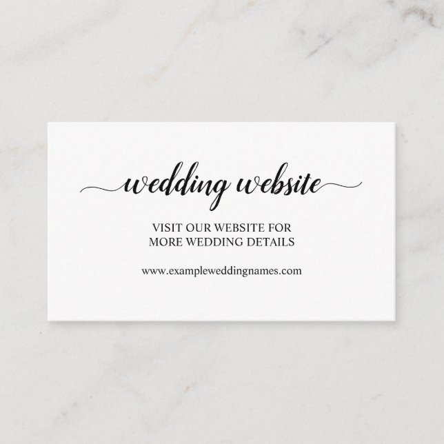 Simple Black Calligraphy Wedding Website Card (Front)