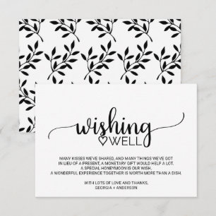 Simple Black Calligraphy Wedding Wishing Well Enclosure Card