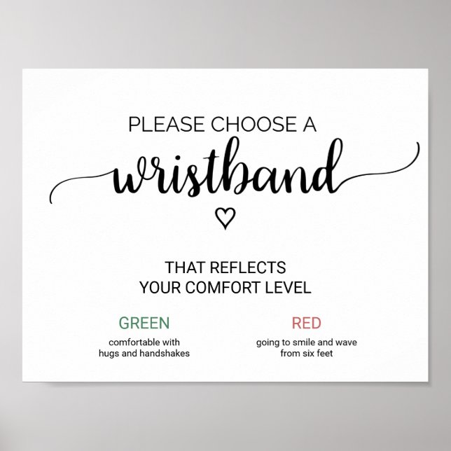 Simple Black Calligraphy Wedding Wristband Sign (Front)