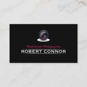 Simple Black Camera Lens Photographer Card