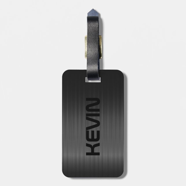Simple Black Carbon Fibre Texture Luggage Tag (Back Vertical)
