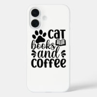 Simple Black "Cat Books and Coffee" Lover Gift