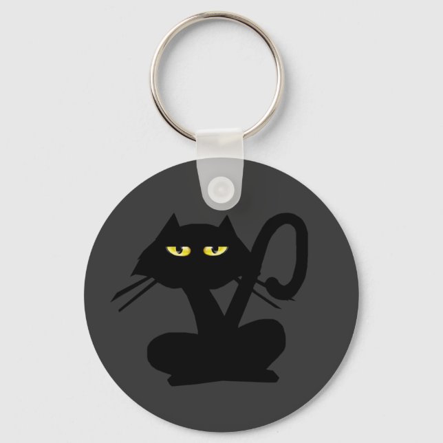 Simple Black Cat Keychain (Front)