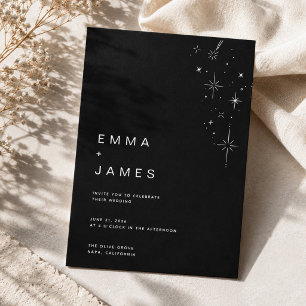 Simple Black Celestial Minimalist Wedding Invitation