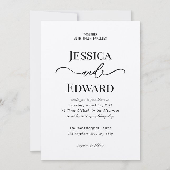 Simple Black Chic Modern Minimal Elegant Classic Invitation (Front)