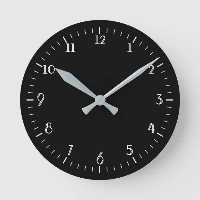 Simple Black Clock With White Numbers (Front)