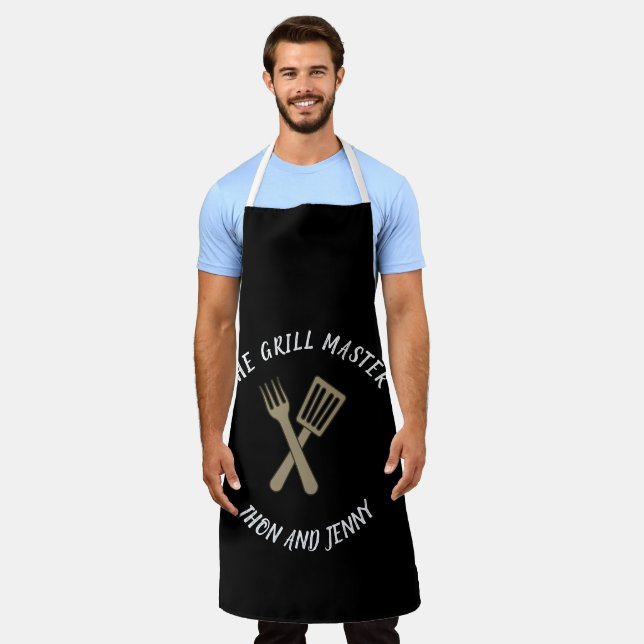 Simple Black Colour Aprons | Personalized Aprons (Worn)