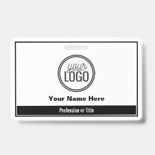 Simple Black Colour Block Professional Name Tag Badge