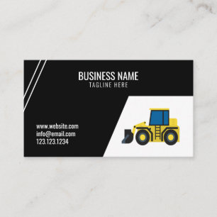 Simple Black Construction Tractor Building Business Card