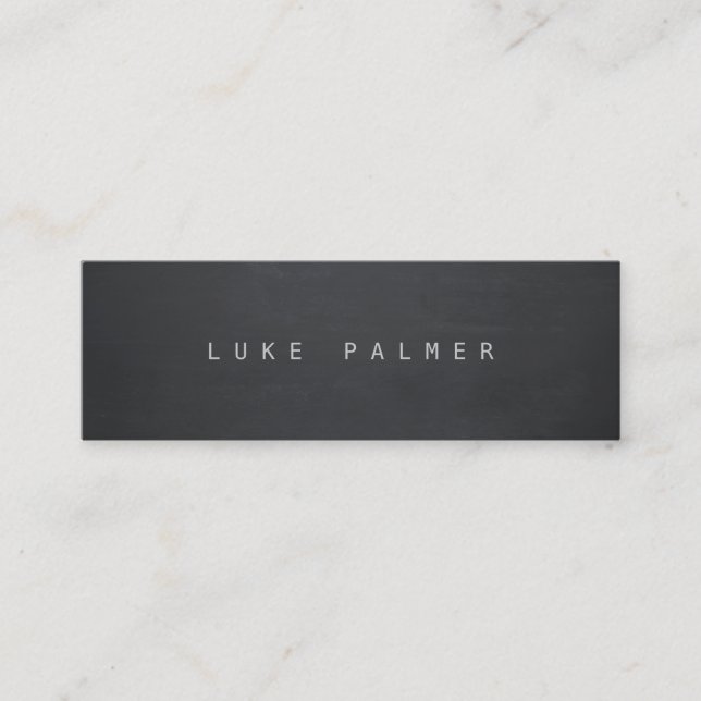 Simple Black Cool Rustic Chalkboard Writer Mini Business Card (Front)