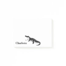 Simple Black Crocodile Art Personalized Stationery