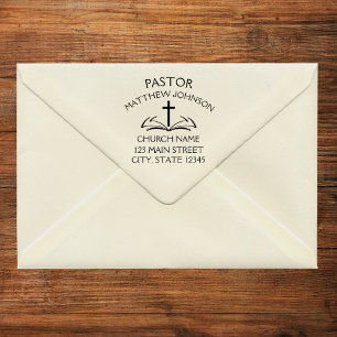 Simple Black Cross OPEN BIBLE Pastor Church Self-inking Stamp