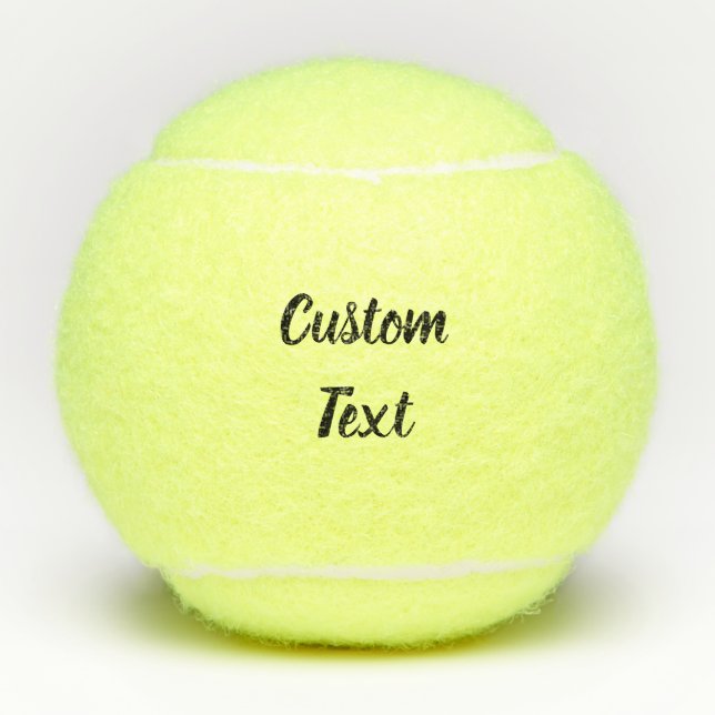 Simple Black Cursive Script Text or Name Tennis Balls (Front)