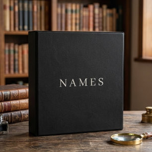 Simple Black Custom Add Your Name Elegant Binder