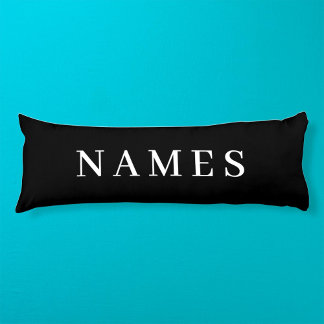 Simple Black Custom Add Your Name Elegant Body Pillow