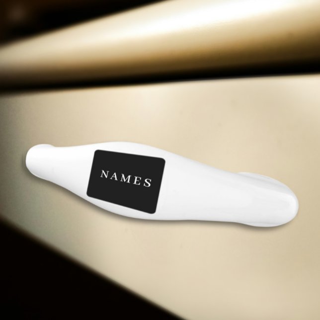 Simple Black Custom Add Your Name Elegant Ceramic Drawer Pull (Creator Uploaded)