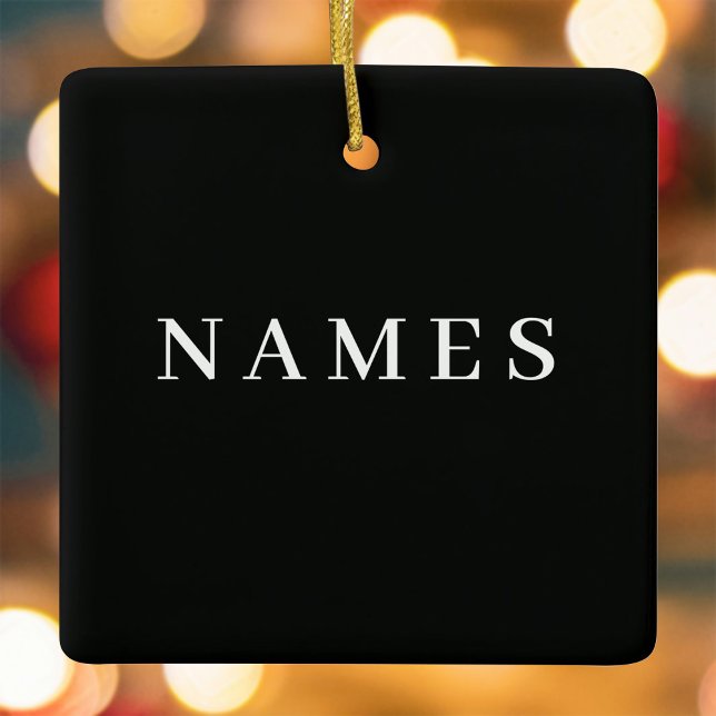 Simple Black Custom Add Your Name Elegant Ceramic Ornament (Creator Uploaded)