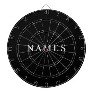 Simple Black Custom Add Your Name Elegant Dartboard