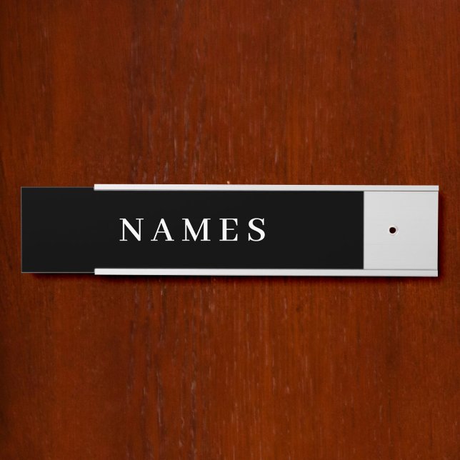 Simple Black Custom Add Your Name Elegant Door Sign (Creator Uploaded)