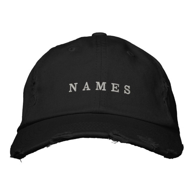 Simple Black Custom Add Your Name Elegant Embroidered Hat (Front)