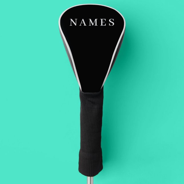 Simple Black Custom Add Your Name Elegant Golf Head Cover (Creator Uploaded)