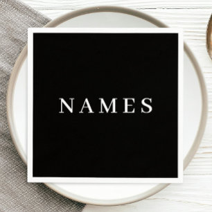 Simple Black Custom Add Your Name Elegant Napkin