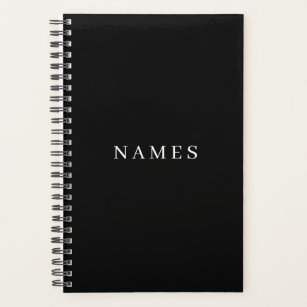 Simple Black Custom Add Your Name Elegant Planner