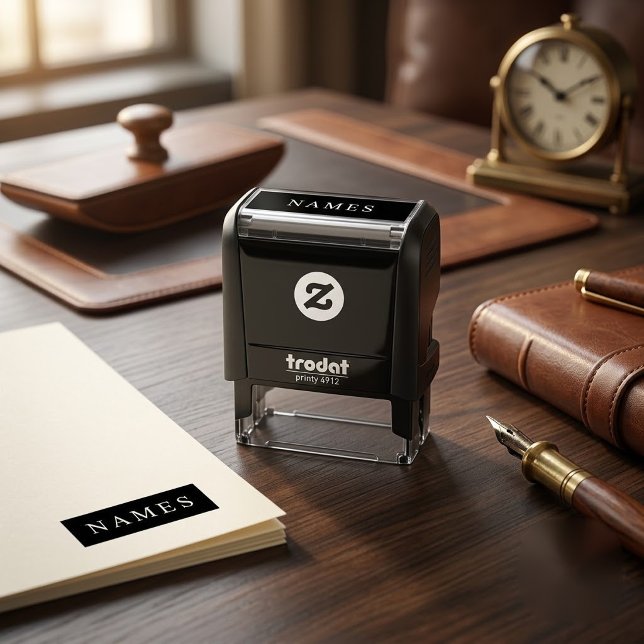 Simple Black Custom Add Your Name Elegant Self-inking Stamp (Creator Uploaded)