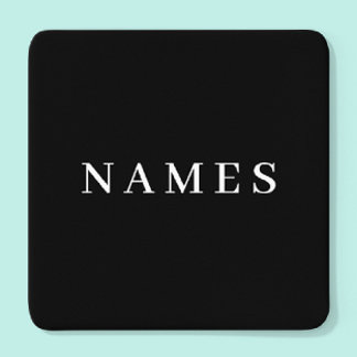 Simple Black Custom Add Your Name Elegant Square Paper Coaster