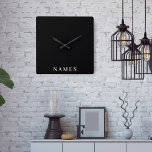 Simple Black Custom Add Your Name Elegant Square Wall Clock<br><div class="desc">Simple Black Custom Add Your Name Elegant Design for Anyone.</div>