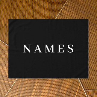 Simple Black Custom Add Your Name Elegant Tablecloth