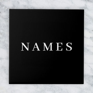 Simple Black Custom Add Your Name Elegant Tile