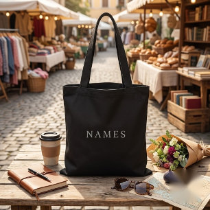 Simple Black Custom Add Your Name Elegant Tote Bag