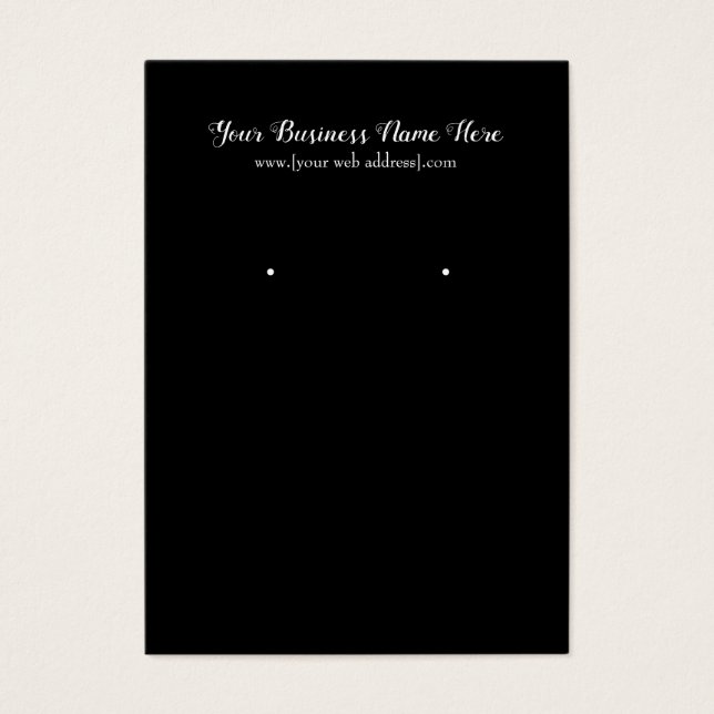 Simple Black Custom Earring Display Business Card (Front)