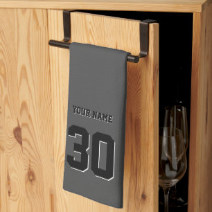 Simple Black Custom Number and Name Kitchen Towel